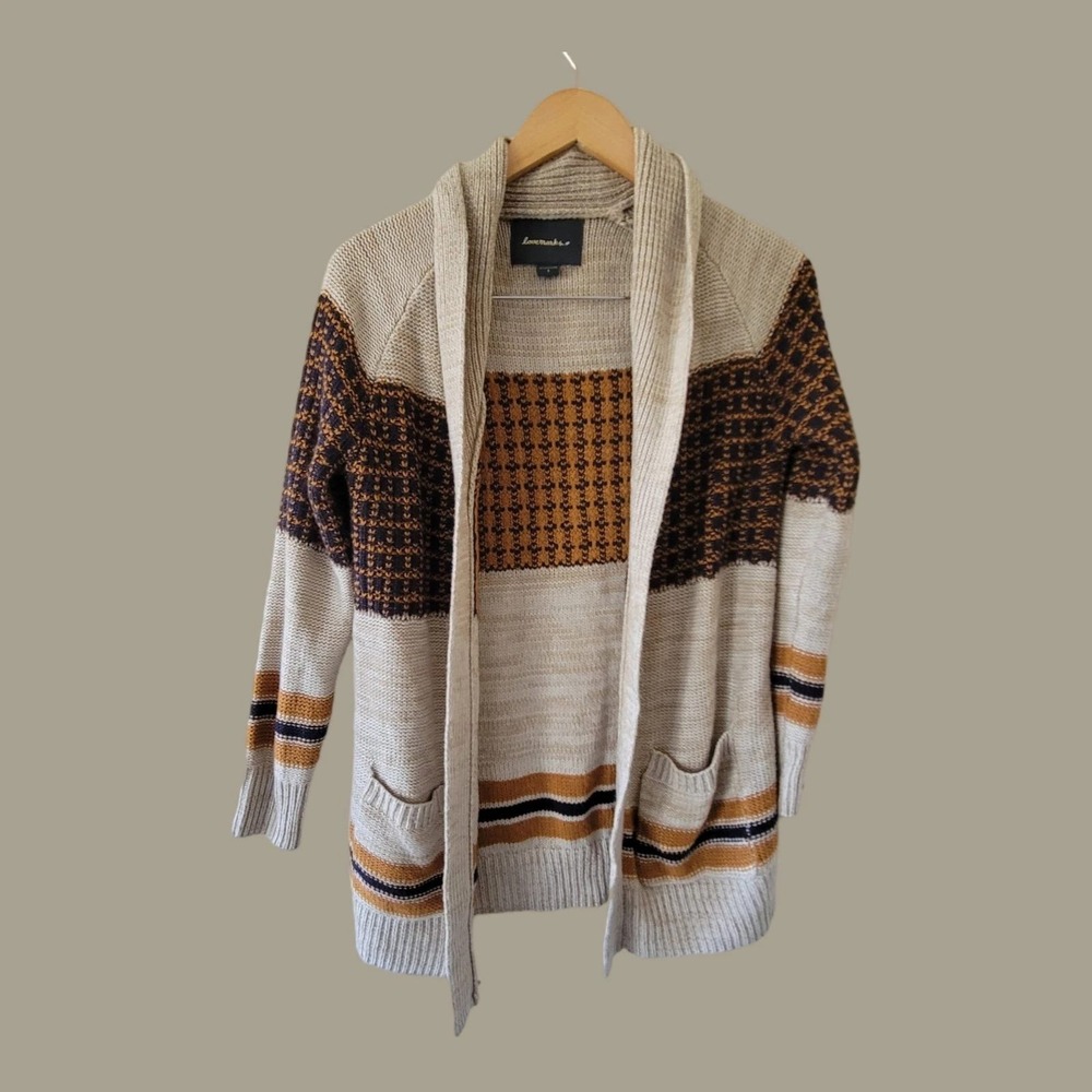LOVEMARKS Open Front‎ Cardigan Sweater Tribal Southwestern Aztec SMALL